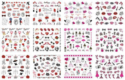 Pop Art Nail Stickers Sexy Girl Designs Comics Water Transfer Decals Manicure Lips Nail Art Decorations Slider Nail Art Stickers Decals Nail Art Supplies Valentines Day 3D Self-Adhesive Nail Decorations Accessories Women Girls Manicure Decorations
