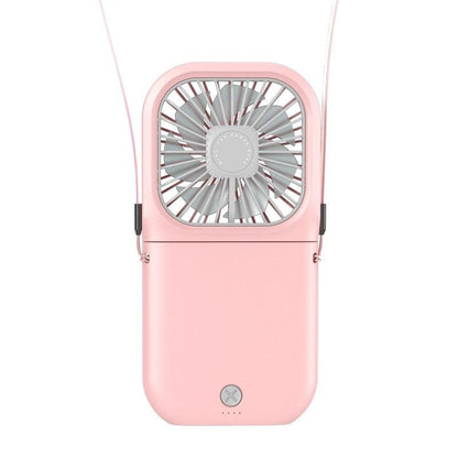 Portable Air Conditioner Hanging Neck Fan With 3000mAh Power Bank Mini Folding USB Handheld Desk Air Cooler Fan Personal Foldable USB Rechargeable Fan Operated for Home Office Outdoor Travel
