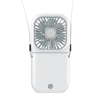 Portable Air Conditioner Hanging Neck Fan With 3000mAh Power Bank Mini Folding USB Handheld Desk Air Cooler Fan Personal Foldable USB Rechargeable Fan Operated for Home Office Outdoor Travel