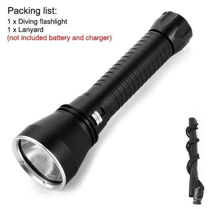 Powerful LED Rechargeable Dive Flashlight Cree Diving Flashlight Underwater Waterproof  High Lumen LED Scuba Diving  Torch Flashlight For Scuba Diving Underwater Torch