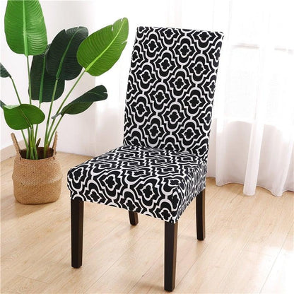 Printed Chair Cover Spandex Stretch Durable Soft Seat Chair Covers Slipcovers for Kitchen Dining Room Wedding Banquet Hotel  Chair Covers for Dining Room Stretch Spandex Removable Washable Anti-dust Seat Slipcover  Protector for Hotel Office Ceremony