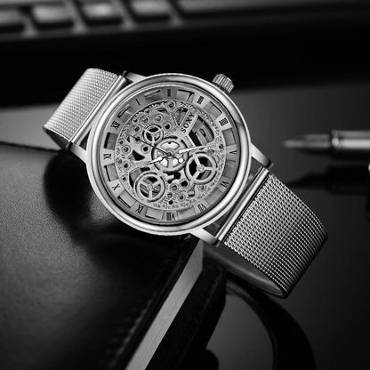 Unisex Metal Silver Watch With Steel Bracelet Unique Design Perfect Gift For Your Loved One