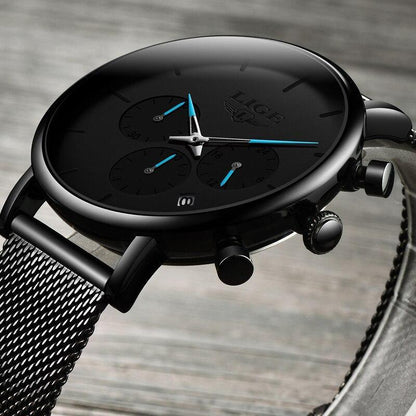 Men's Elegant Waterproof  Watch With Chronometers And Color Hands Unique Design Excellent Look