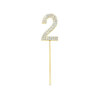 1Pc Glitter Alloy Rhinestone Number Cake Toppers Pieces Silver Glitter Number Cake Toppers Double Sided Twinkle Happy Birthday Cake Topper Cupcake Toppers For Wedding Baby Shower Birthday Decoration Wedding Gold Silver Digital Cakes Dessert Decor