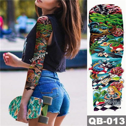 Large Tattoo Sleeve Arm Waterproof Temporary Sticker Tiger Fox For Arm Luxury Colorful Design