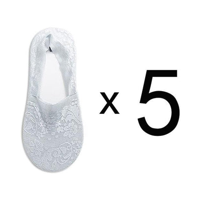 5 Pairs Fashion Women Girls Summer Socks 7 Color Style Lace Flower Short Sock Antiskid Invisible Ankle Socks For Women