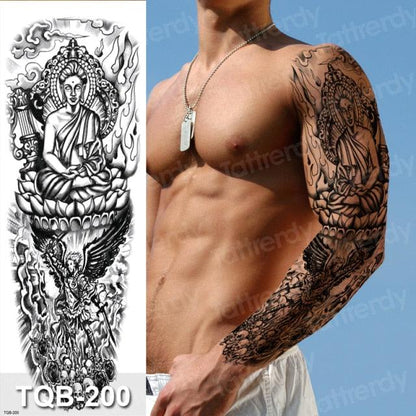 Luxury Black Temporary Tattoo Waterproof Big Lion Tattoo For Body Arm Legs Modern Large Design