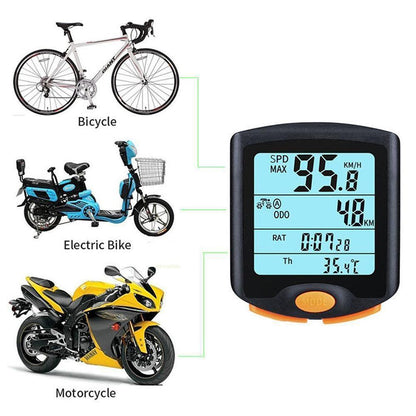Bike Speed Meter Digital Bike Computer Multifunction Waterproof Sports Sensors Bicycle Computer Speedometer Waterproof 4 Line Display Odometer Cycling Multi Function Design