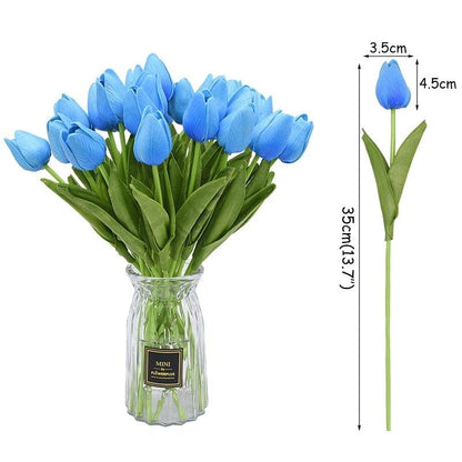 10PCS PU Fake Tulips Real Touch beautiful and Eligant Flower Real Touch Bouquet For Wedding Decoration Flowers Home Garden Decor