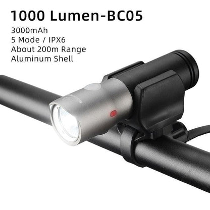 Bike Light Rainproof USB Rechargeable LED 2000mAh MTB Front Lamp Headlight Aluminum Ultralight Flashlight Super Bright Bicycle Front Headlight 5 Light Modes And Large Capacity Battery