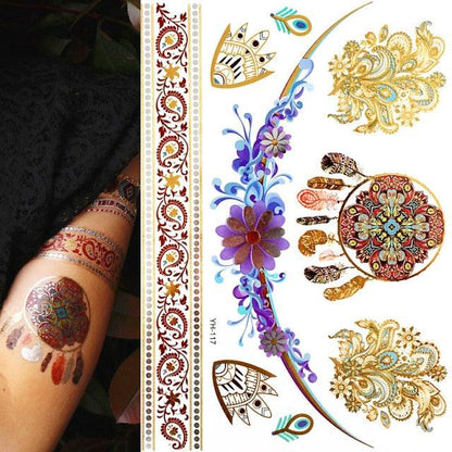 Body Tattoo Art Painting Stickers Glitter Gold Silver Temporary Waterproof Nontoxic Long Lasting Tattoos