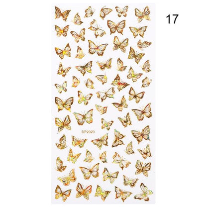 Summer Glitter Nail Decals Stickers Gold Black White Leaf Manicuring Foils Geometric Slider Nail Art Adhesive Decor Adhesive 3D Wave Design Decoration for Women Girls Art Stickers Decal Decoration Metallic Curve Strip Line Nail Decor