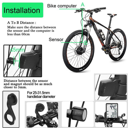 Waterproof Bicycle Computer Wireless And Wired Bike Cycling Odometer Stopwatch Speedometer Bicycle Speedometer With LCD Display 20 Functions And Automatic Wake-up