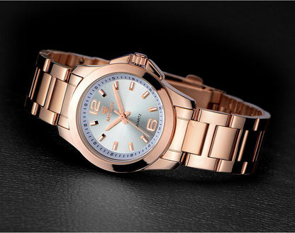 Classic Analogue Black Silver Women Watch Waterproof Elegant Quartz Wrist Watches Stainless Steel For Womens