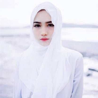 Luxury Fashion Long Soft Solid Chiffon Scarf Head Wrap Echarpe Shawl Lightweight Headscarf Instant Ready To Wear Elegant Hijab Scarf Wrap Muslim Shawl Islamic Hijabs Arab Wrap Head Scarves For Women