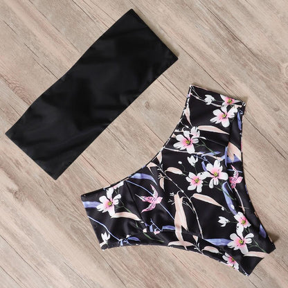 Bandage Bikini Swimwear Women Swimsuit High Waist Bikini Set Bathing Suit Push Up Women's Spaghetti Strap Bandeau Lace Up High Waist 2PCS Bikini Set
