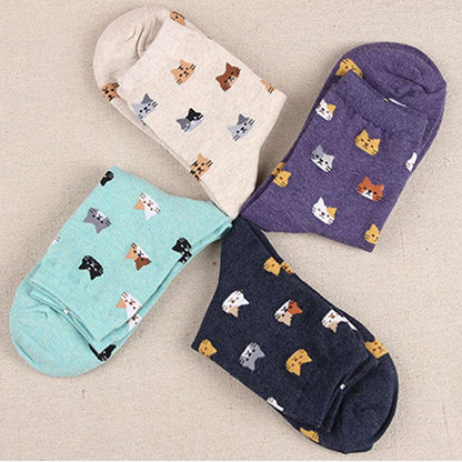 Autumn New Sock Animal Cartoon Cat Lovely Socks Combed Out Of Cotton Fashion Cute Short Socks Cat Print Stylish Color Cute Casual Socks For Men And Women
