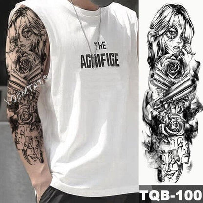 Large Tattoo Sleeve Arm Waterproof Temporary Sticker Tiger Fox For Arm Luxury Colorful Design