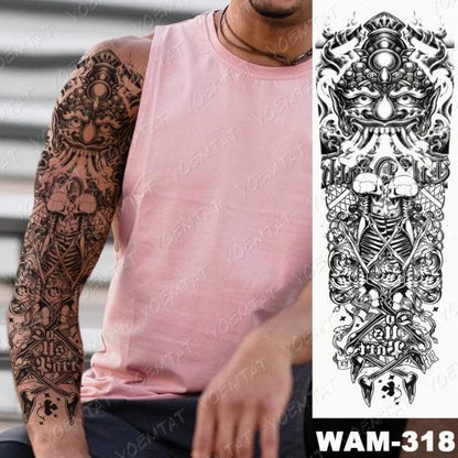 Large Tattoo Sleeve Arm Waterproof Temporary Sticker Tiger Fox For Arm Luxury Colorful Design