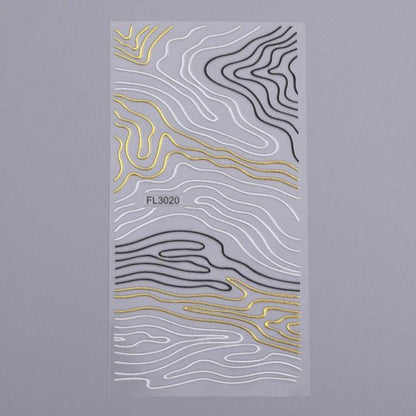 Gold Silver 3D Nail Sticker Curve Stripe Lines Nails Stickers Gradient Adhesive Striping Tape Nail Art Stickers Decal Decoration Metallic Curve Strip Line Nail Decal Self-Adhesive 3D Wave Design Decoration for Women Girls