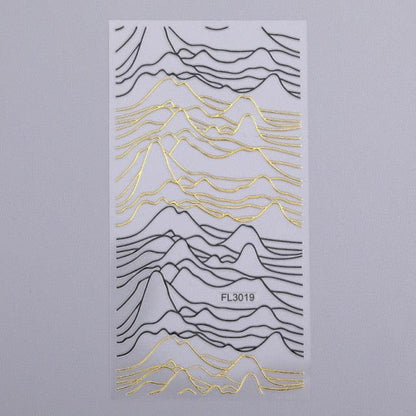 Gold Silver 3D Nail Sticker Curve Stripe Lines Nails Stickers Gradient Adhesive Striping Tape Nail Art Stickers Decal Decoration Metallic Curve Strip Line Nail Decal Self-Adhesive 3D Wave Design Decoration for Women Girls