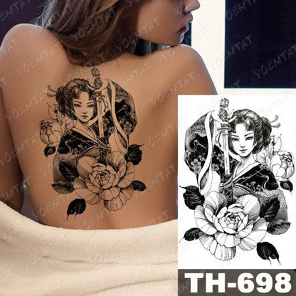 Gladiator Temporary Tattoo Sticker Flower Waterproof Big Modern Womens Mens Body Tattoo Luxury Design