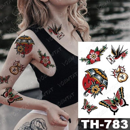 Gladiator Temporary Tattoo Sticker Flower Waterproof Big Modern Womens Mens Body Tattoo Luxury Design
