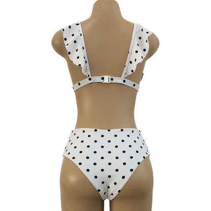 Vintage Black White Bikini High Waist Swimwear Push Up Bikini Swimsuit For Women Underwire Bikini Top Ruffle Padded Two Piece Bathing Suits Teen Girls Women Push Up Swimsuit Ruffle Dot Swimsuit Bikini Summer Beach Wear
