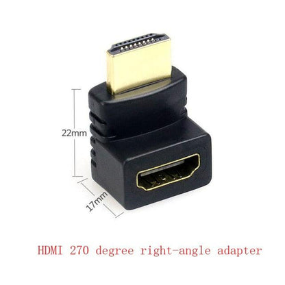 HDMI Compatible 90 Degree Right Angle Adapter HDMI 270 Degree HDMI Gold Plated HDMI 2.0 Male To Female Adapter Connector HDMI Cable Extender 3D 4K Supported
