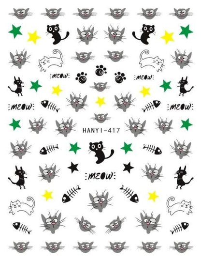 Newest Cats 3D Nail Art Sticker Decal Template Nail Tool Decorations Cute Nail Stickers for Kids and Little Girls Sheets Self Adhesive Nail Art Stickers 3D Animal Nail Decals Nail Art Decoration Set Including Cat Dog Strawberry Bear Chick Bunny Pat