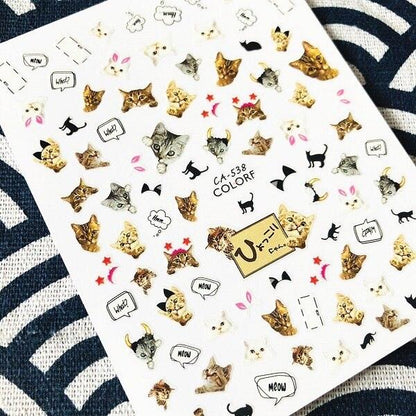 Newest Cats 3D Nail Art Sticker Decal Template Nail Tool Decorations Cute Nail Stickers for Kids and Little Girls Sheets Self Adhesive Nail Art Stickers 3D Animal Nail Decals Nail Art Decoration Set Including Cat Dog Strawberry Bear Chick Bunny Pat