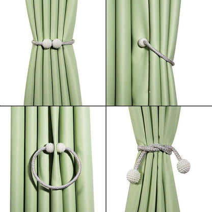 Magnetic Curtain Clip Room Accessories Pearl Ball Curtains Holder Tieback Home Decor Hanging Ball Buckle Tie Back Curtain Tiebacks Pearl Ball Home Curtain Buckle The Most Convenient Tie Backs Weave Clips Rope Straps Holder