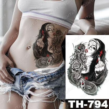 Luxury Big Waterproof Temporary Sticker Tattoo Large Flowers And Animals Body Tattos For Womens