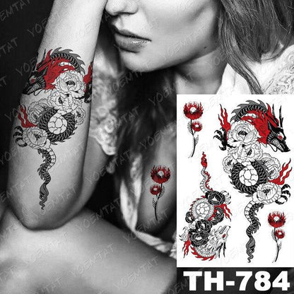Luxury Big Waterproof Temporary Sticker Tattoo Large Flowers And Animals Body Tattos For Womens