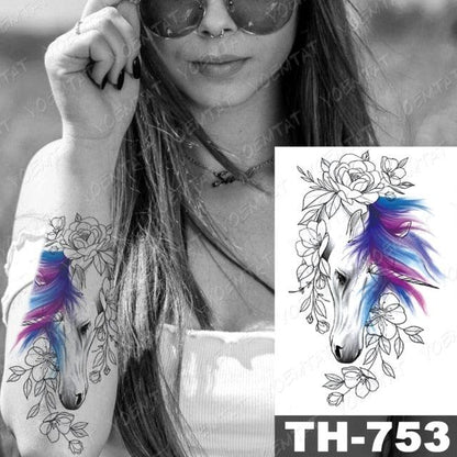 Luxury Big Waterproof Temporary Sticker Tattoo Large Flowers And Animals Body Tattos For Womens
