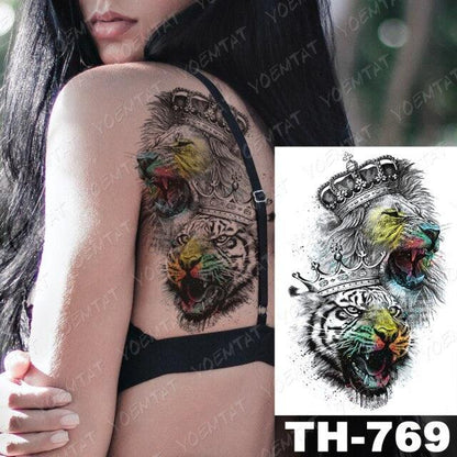 Luxury Big Waterproof Temporary Sticker Tattoo Large Flowers And Animals Body Tattos For Womens