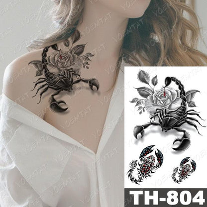 Luxury Big Waterproof Temporary Sticker Tattoo Large Flowers And Animals Body Tattos For Womens