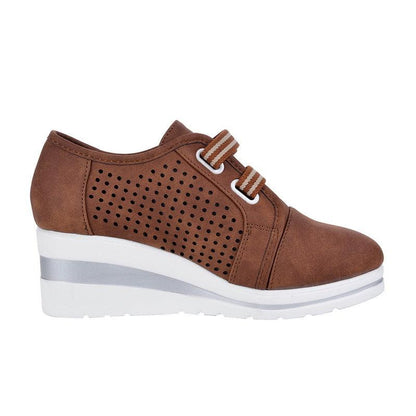 New High Heel Casual Womens Sneakers Breathable Height Increasing Shoes Air Cushion Comfortable Sneakers Women's Vulcanize Leather Shoes Luxury Walking Women Outdoor Shoes