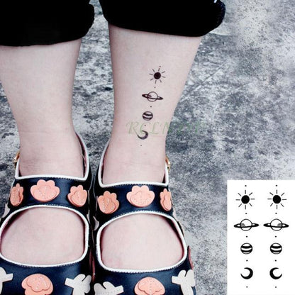 Elegant Black Waterproof Temporary Tattoo Stickers Moon Hill Modern Body Art Stickers Hand Foot High Quality For Womens