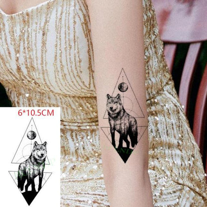 Elegant Black Waterproof Temporary Tattoo Stickers Moon Hill Modern Body Art Stickers Hand Foot High Quality For Womens