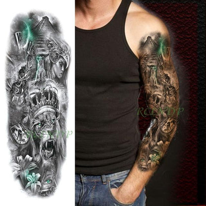 Extra Large Full Arm Leg Body Hand Waterproof Fake Tattoo Stickers Temporary Realistic Black Modern Mens Tattoo
