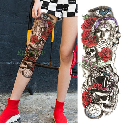 Extra Large Full Arm Leg Body Hand Waterproof Fake Tattoo Stickers Temporary Realistic Black Modern Mens Tattoo