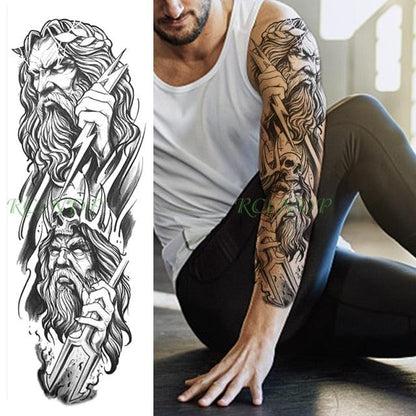 Extra Large Full Arm Leg Body Hand Waterproof Fake Tattoo Stickers Temporary Realistic Black Modern Mens Tattoo