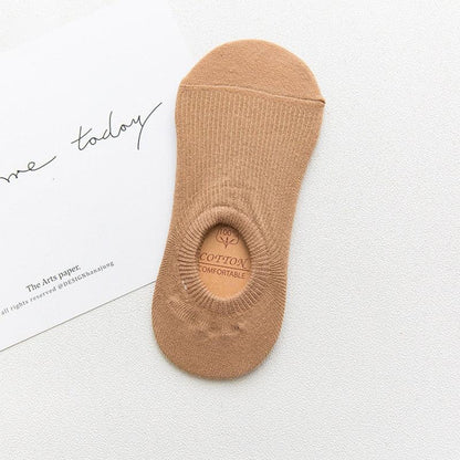 Women's Cute Cotton Invisible No Show Non-Slip Summer Candy Solid Color Silicone Short Socks Fashion Thin Ankle Boat Socks
