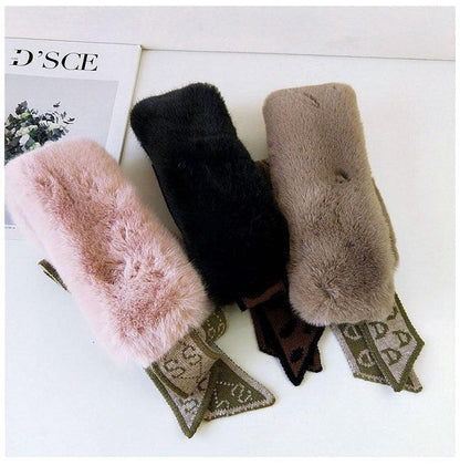New Autumn Winter Fashion Soft Faux Fur Crochet Knitted  Neck Warmer Elastic Neck Gaiter Head Wrap Lightweight Scarf Collar Neck Elegant Warmer Scarves for Women