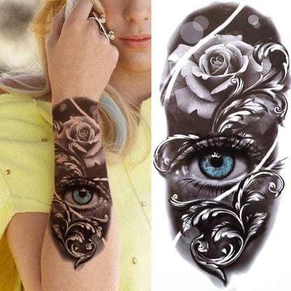 Luxury Black Forest Tiger Wolf Tattoo Sticker Temporary Tattoo Animals Colorful Big Tattoo Stickers For Mens Womens
