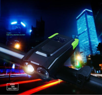 4000mAh Bicycle Front Light Set USB Rechargeable Smart Headlight With Horn 800 Lumen LED Bicycle Light Set USB Rechargeable Super Bright  Bike Headlight