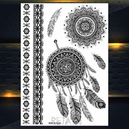 53 Sheets Black Lace Temporary Tattoos Sticker Butterfly Flower Fake Tatoo Sticker Sexy  Black Henna Temporary Tattoos For Women