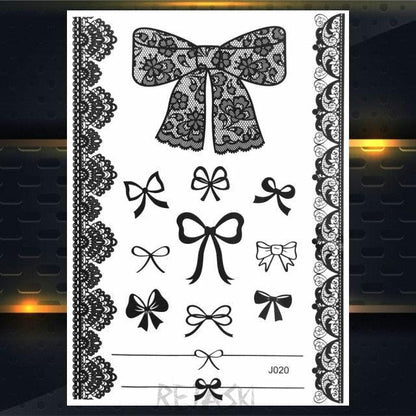 53 Sheets Black Lace Temporary Tattoos Sticker Butterfly Flower Fake Tatoo Sticker Sexy  Black Henna Temporary Tattoos For Women