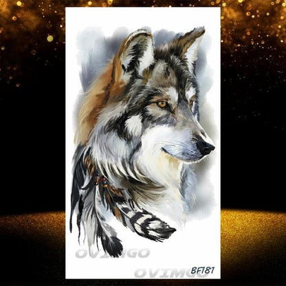 New Black Wolf Forest Sticker Tattoos Temporary Tree Fierce Animal Body Tattoo Luxury Design Custom Tatoos For Mens